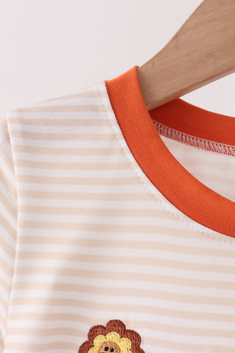 Cream turkey pumpkin embroidery top - Aaria Tees Aaria Tees