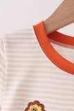 Cream turkey pumpkin embroidery top - Aaria Tees Aaria Tees