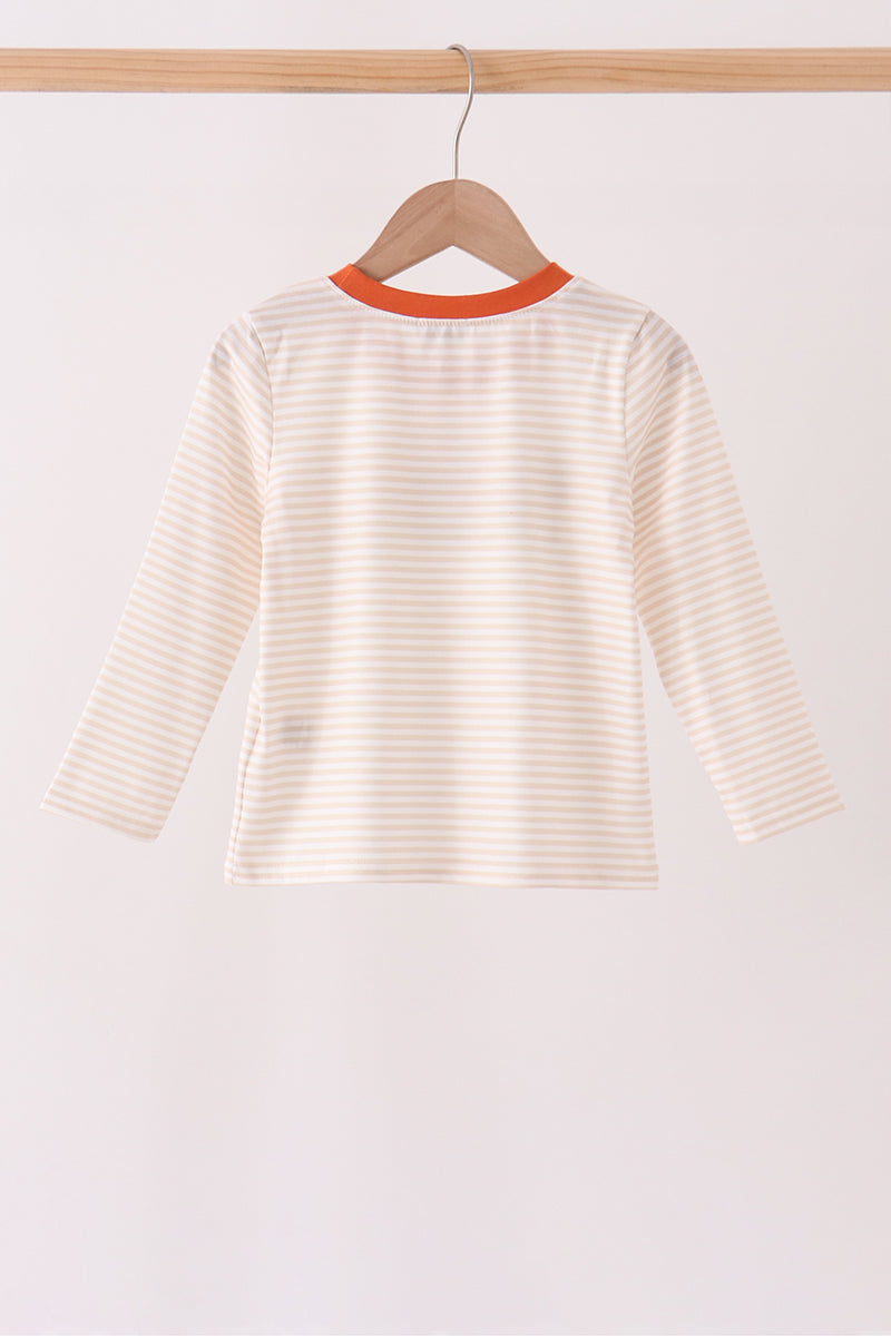 Cream turkey pumpkin embroidery top - Aaria Tees Aaria Tees
