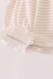 Cream turkey pumpkin embroidery bow bubble - Aaria Tees Aaria Tees