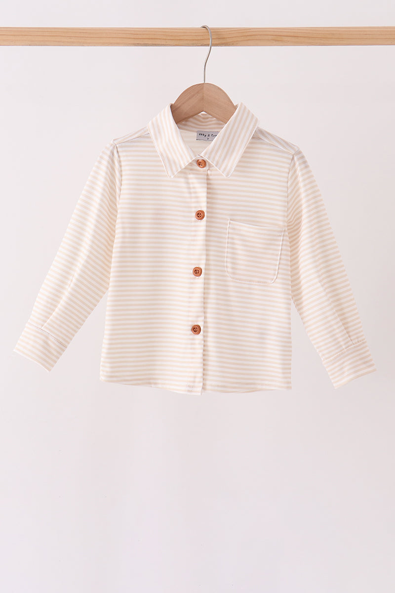 Cream turkey pumpkin embroidery button down shirt - Aaria Tees Aaria Tees