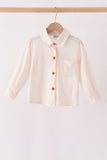 Cream turkey pumpkin embroidery button down shirt - Aaria Tees Aaria Tees