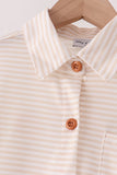 Cream turkey pumpkin embroidery button down shirt - Aaria Tees Aaria Tees