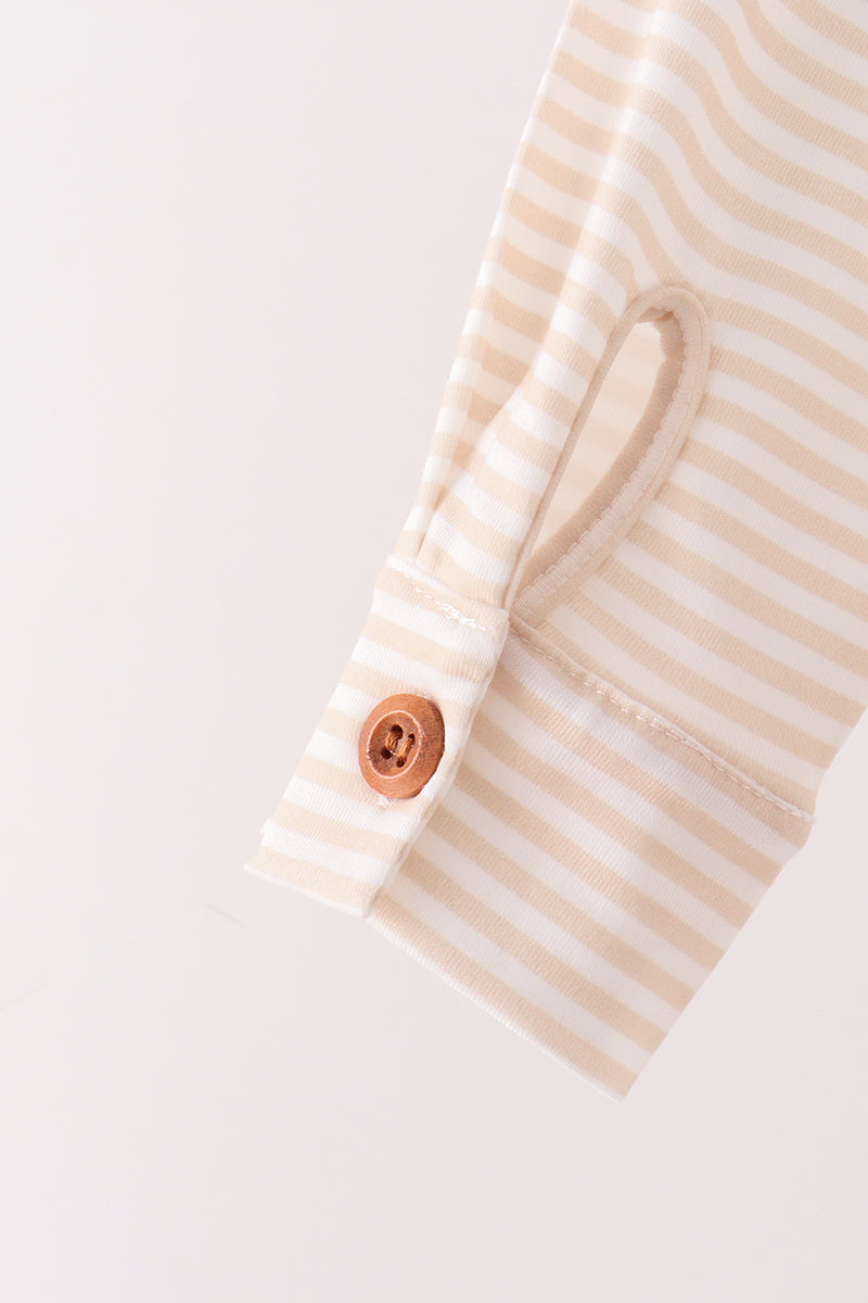 Cream turkey pumpkin embroidery button down shirt - Aaria Tees Aaria Tees