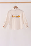 Cream turkey pumpkin embroidery button down shirt - Aaria Tees Aaria Tees