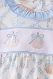 Blue pumpkin embroidery ruffle bubble - Aaria Tees Aaria Tees
