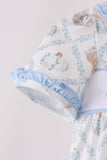 Blue pumpkin embroidery ruffle bubble - Aaria Tees Aaria Tees