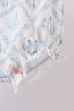 Blue pumpkin embroidery ruffle bloomer set - Aaria Tees Aaria Tees