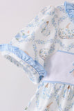 Blue pumpkin embroidery ruffle pants set - Aaria Tees Aaria Tees