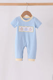 Blue pumpkin embroidery romper - Aaria Tees Aaria Tees