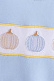 Blue pumpkin embroidery romper - Aaria Tees Aaria Tees