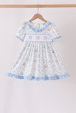 Blue pumpkin embroidery ruffle dress - Aaria Tees Aaria Tees
