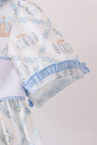 Blue pumpkin embroidery ruffle dress - Aaria Tees Aaria Tees