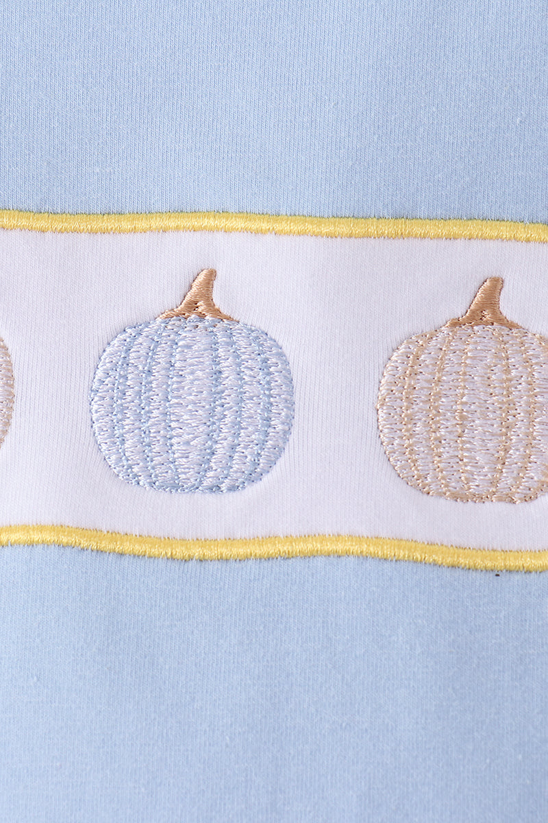 Blue pumpkin embroidery top - Aaria Tees Aaria Tees
