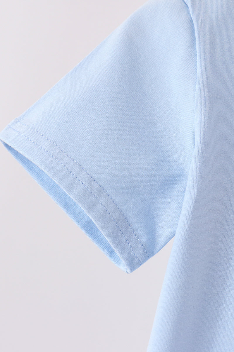 Blue pumpkin embroidery top - Aaria Tees Aaria Tees