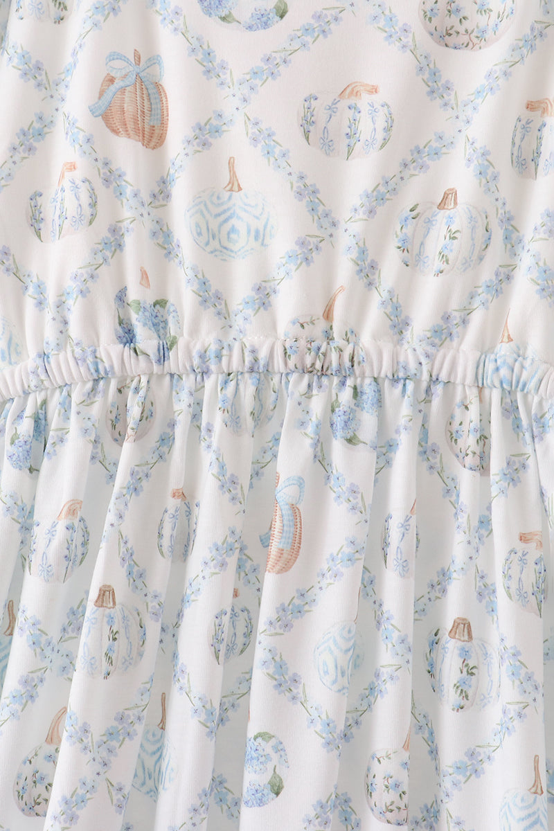 Blue pumpkin ruffle mom dress - Aaria Tees Aaria Tees