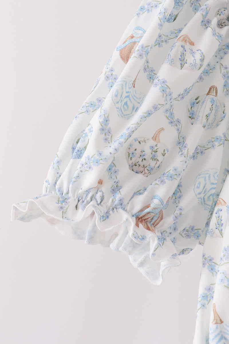 Blue pumpkin ruffle mom dress - Aaria Tees Aaria Tees