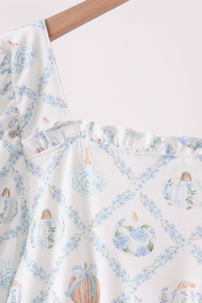 Blue pumpkin ruffle mom dress - Aaria Tees Aaria Tees