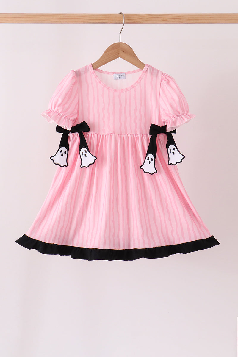 Pink ghost applique stripe dress - Aaria Tees Aaria Tees