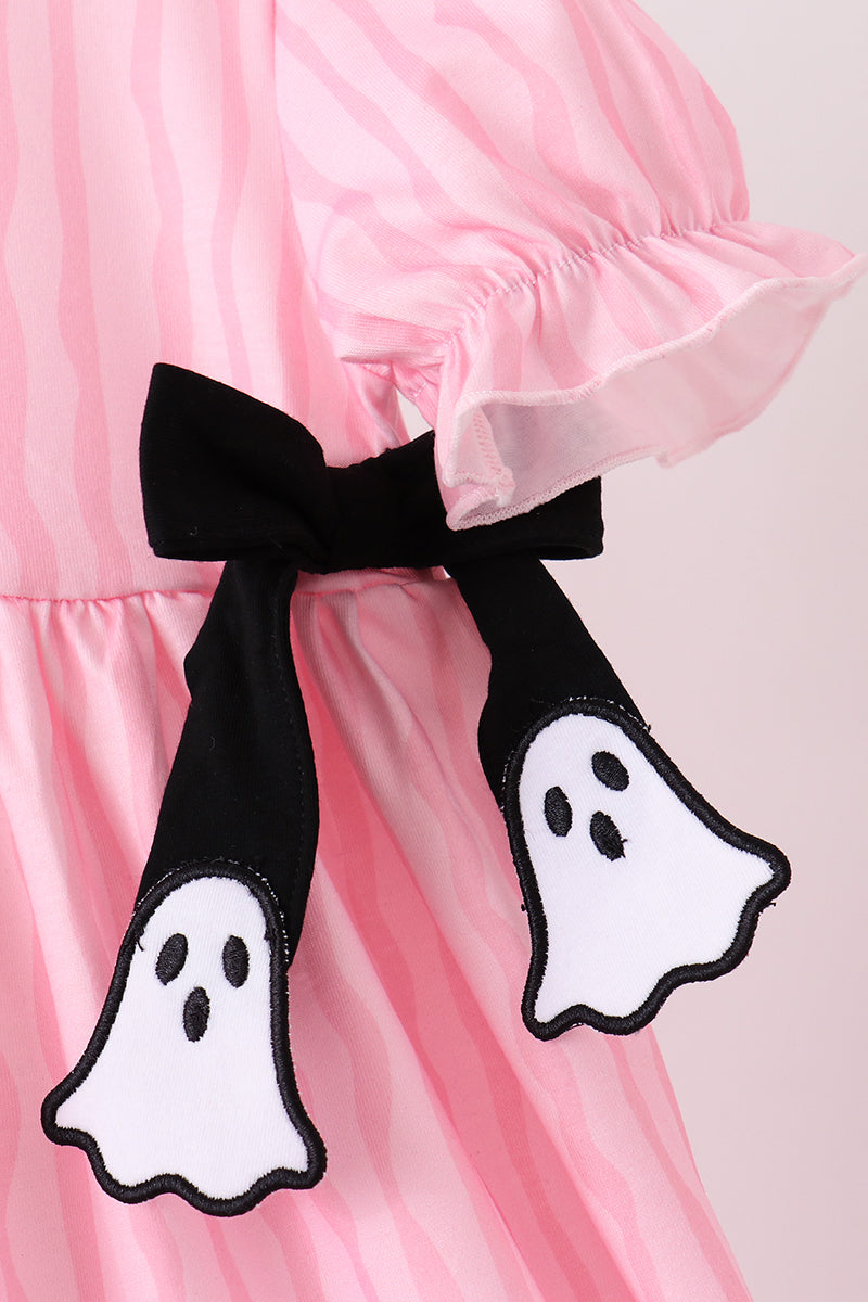 Pink ghost applique stripe dress - Aaria Tees Aaria Tees