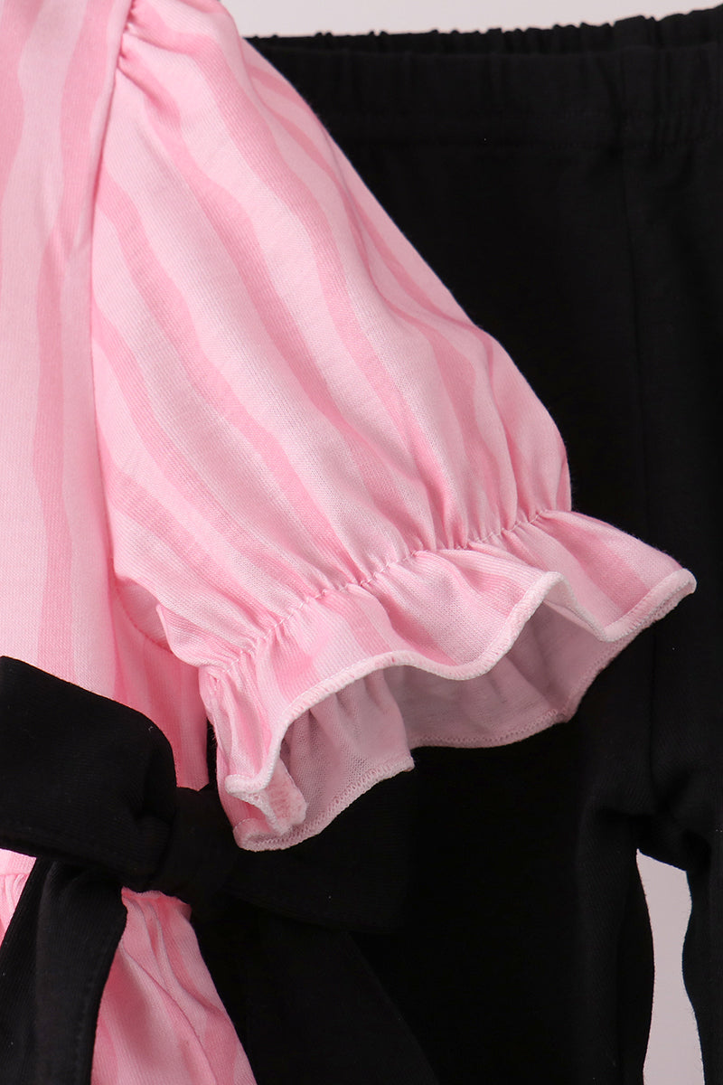 Pink ghost applique stripe pants set - Aaria Tees Aaria Tees