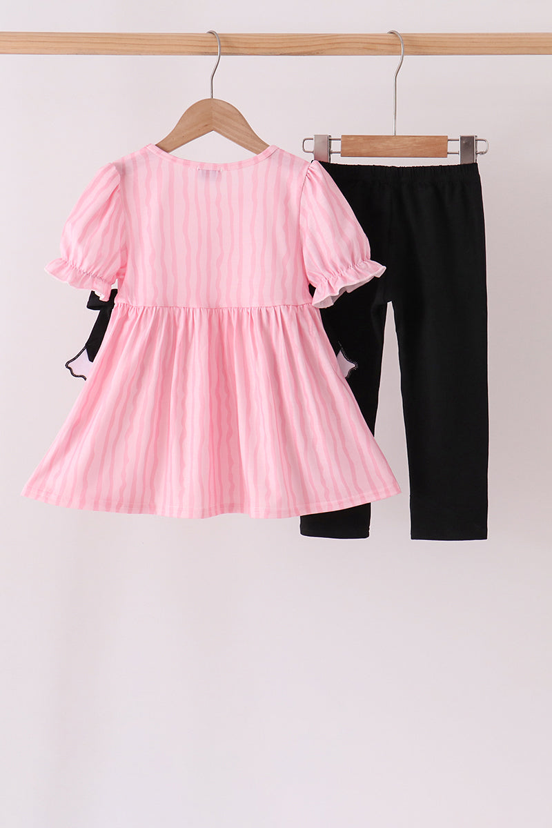Pink ghost applique stripe pants set - Aaria Tees Aaria Tees