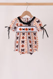 Pumpkin bow embroidery ruffle bubble Aaria Tees