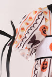 Pumpkin bow embroidery ruffle bubble Aaria Tees