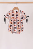 Pumpkin bow embroidery ruffle bubble Aaria Tees