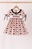 Pumpkin bow embroidery ruffle dress Aaria Tees