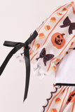Pumpkin bow embroidery ruffle dress Aaria Tees