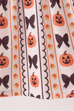 Pumpkin bow embroidery ruffle dress Aaria Tees