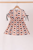 Pumpkin bow embroidery ruffle dress Aaria Tees