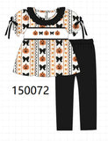 Pumpkin bow embroidery ruffle pants set Aaria Tees