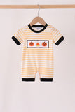 Pumpkin embroidery stripe romper Aaria Tees