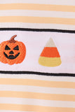 Pumpkin embroidery stripe romper Aaria Tees