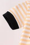 Pumpkin embroidery stripe romper Aaria Tees