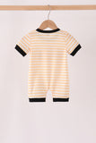 Pumpkin embroidery stripe romper Aaria Tees