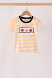 Pumpkin embroidery stripe top Aaria Tees