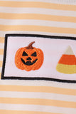 Pumpkin embroidery stripe top Aaria Tees