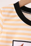 Pumpkin embroidery stripe top Aaria Tees