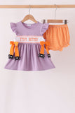 Purple spider smocked ruffle bloomer set - Aaria Tees Aaria Tees