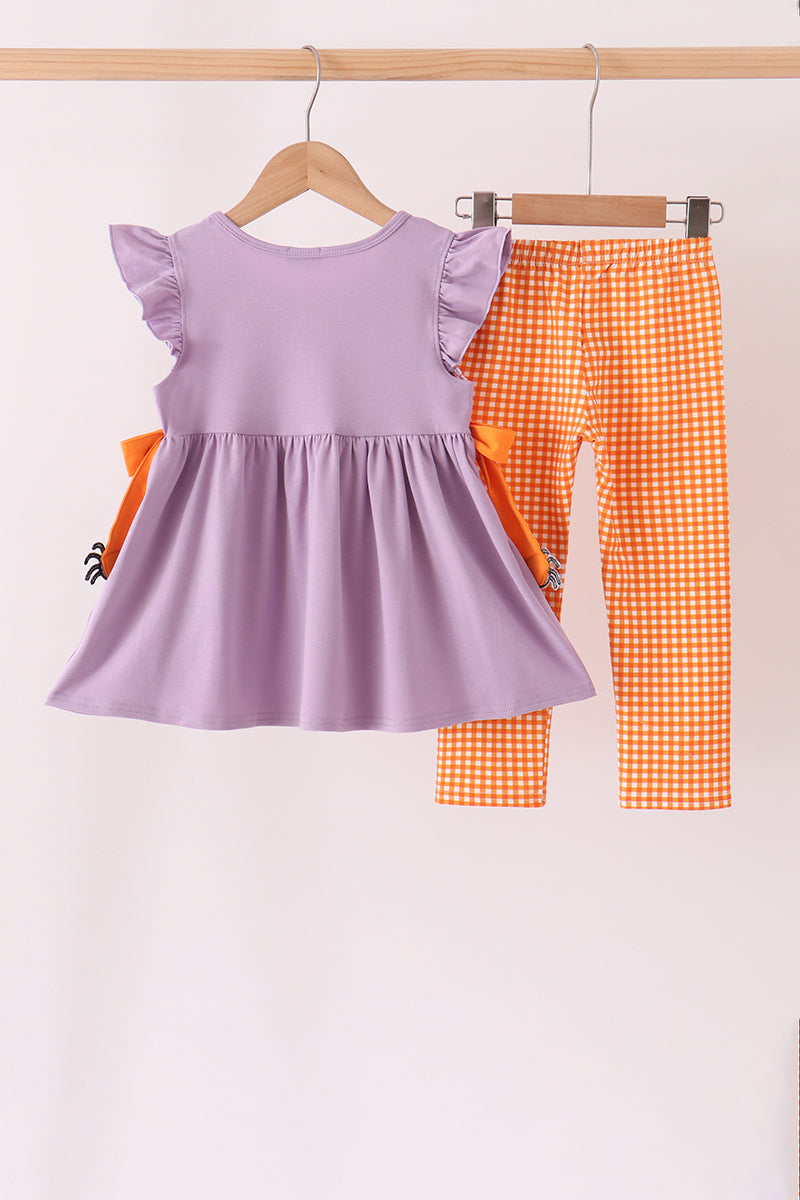 Purple spider smocked ruffle pants set - Aaria Tees Aaria Tees