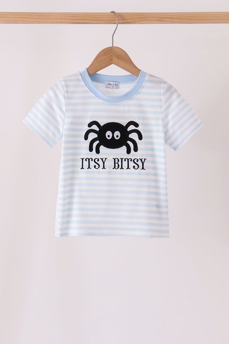 Blue stripe spider embroidery top - Aaria Tees Aaria Tees