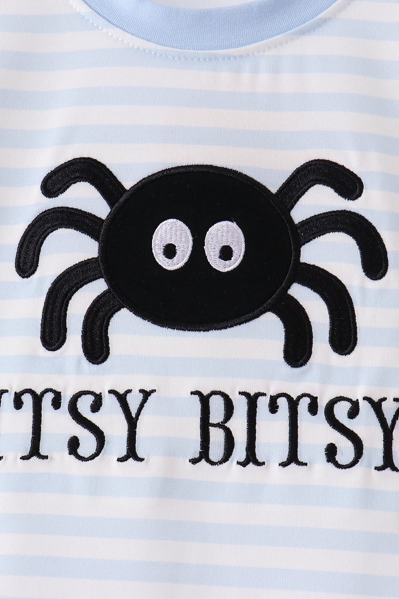Blue stripe spider embroidery top - Aaria Tees Aaria Tees