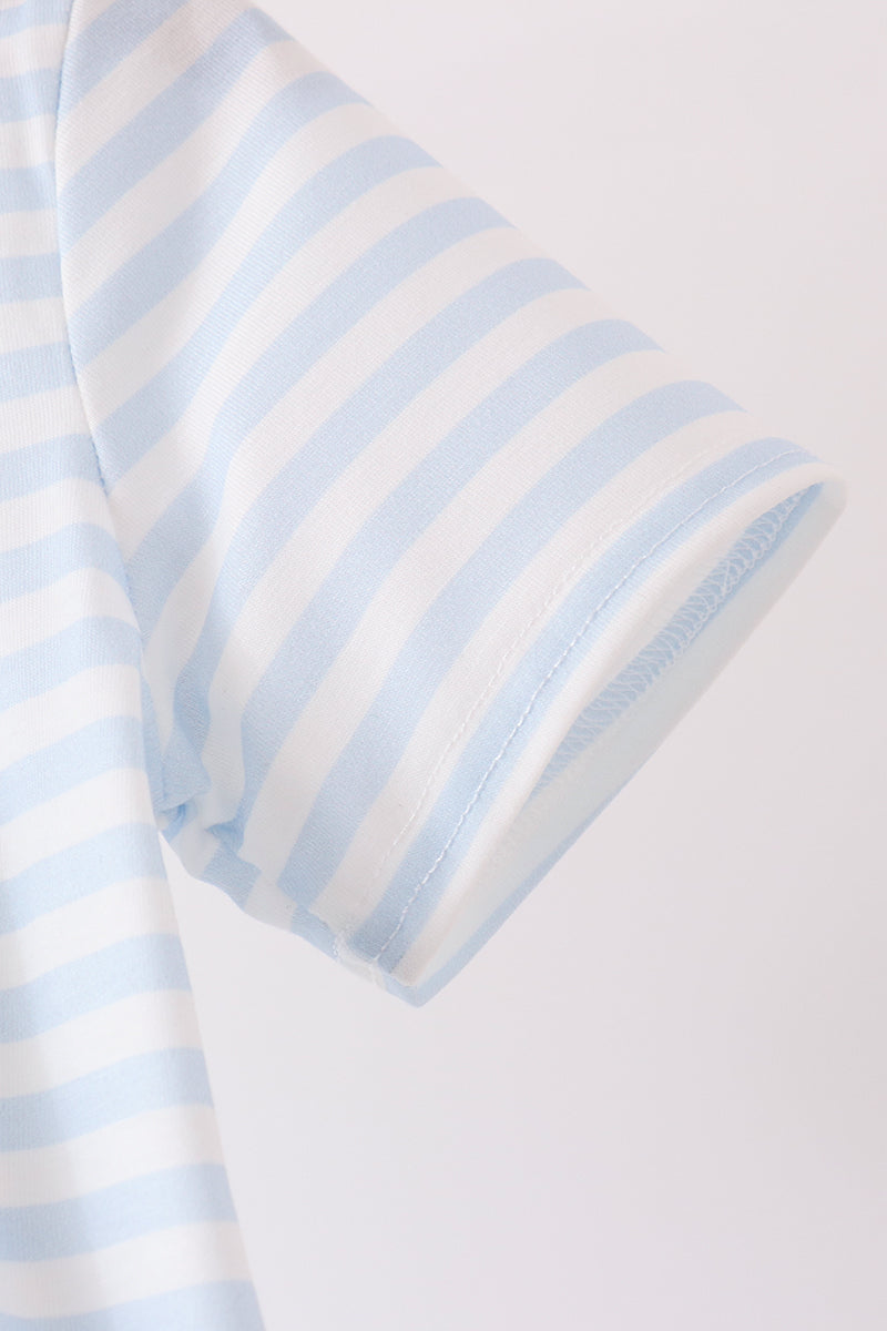 Blue stripe spider embroidery top - Aaria Tees Aaria Tees