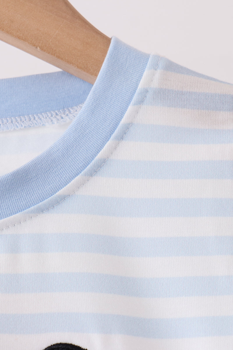 Blue stripe spider embroidery top - Aaria Tees Aaria Tees