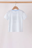 Blue stripe spider embroidery top - Aaria Tees Aaria Tees