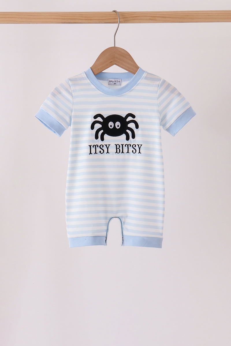 Blue stripe spider embroidery romper - Aaria Tees Aaria Tees