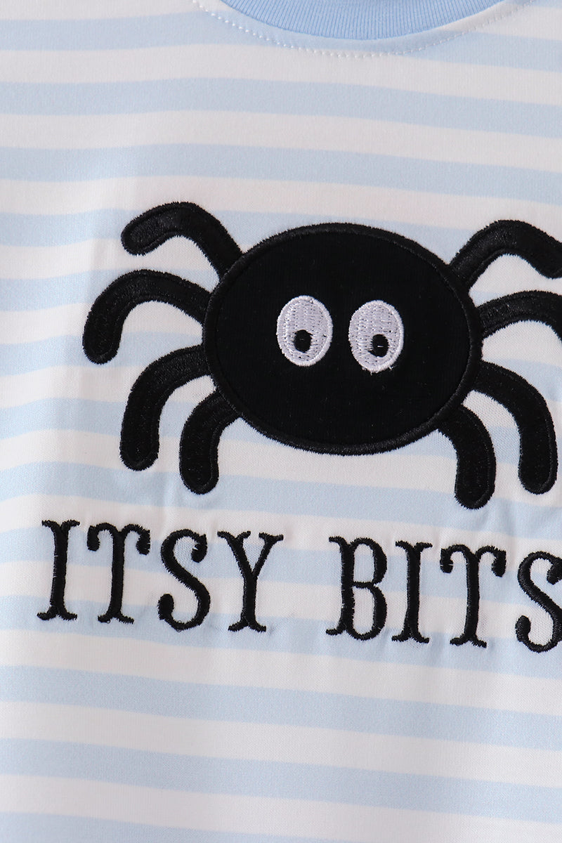 Blue stripe spider embroidery romper - Aaria Tees Aaria Tees